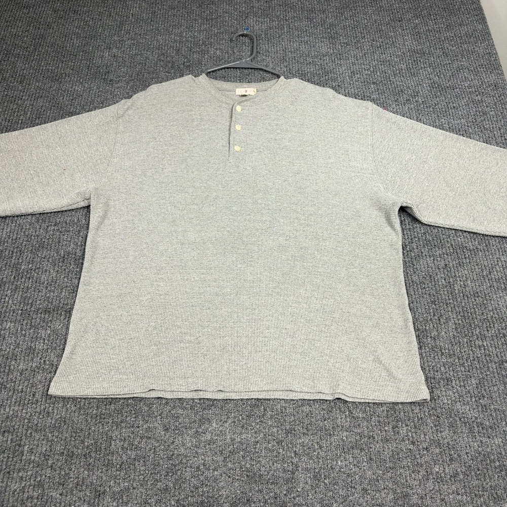 J Crew Oarsman Thermal Shirt Mens XL Gray Long Sleeve Hensley Waffle Knit Cotton - Picture 1 of 7